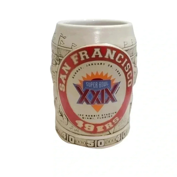 VINTAGE 1995 San Francisco Football Super Bowl XXIX Beer Stein Pottery Brazil - Picture 4 of 10